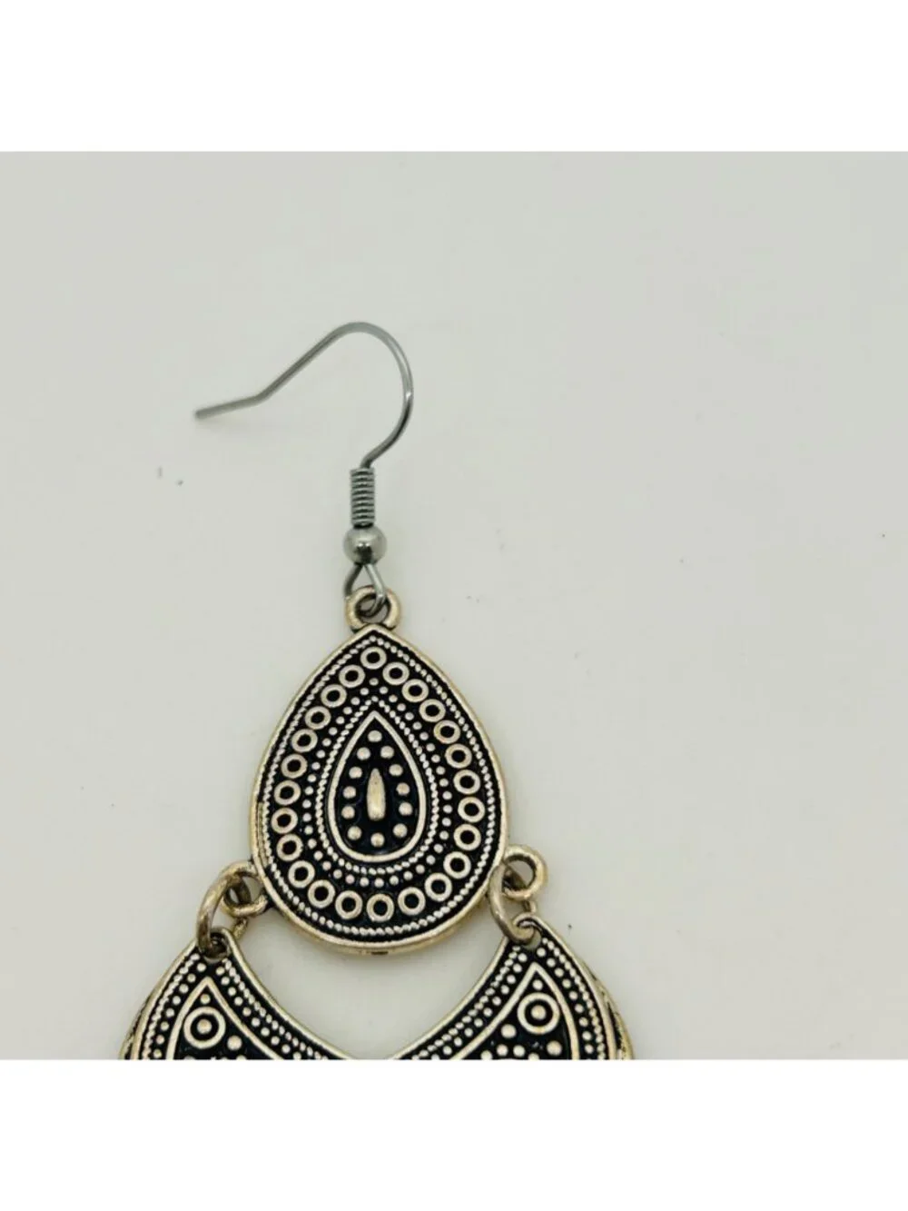Boho Silver Chandelier Earrings Dangle Fringe Ethnic Beaded Statement Gypsy Drop